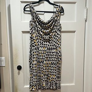 Diane Von Furstenberg Triangular Print Midi Dress - Black, White, Yellow